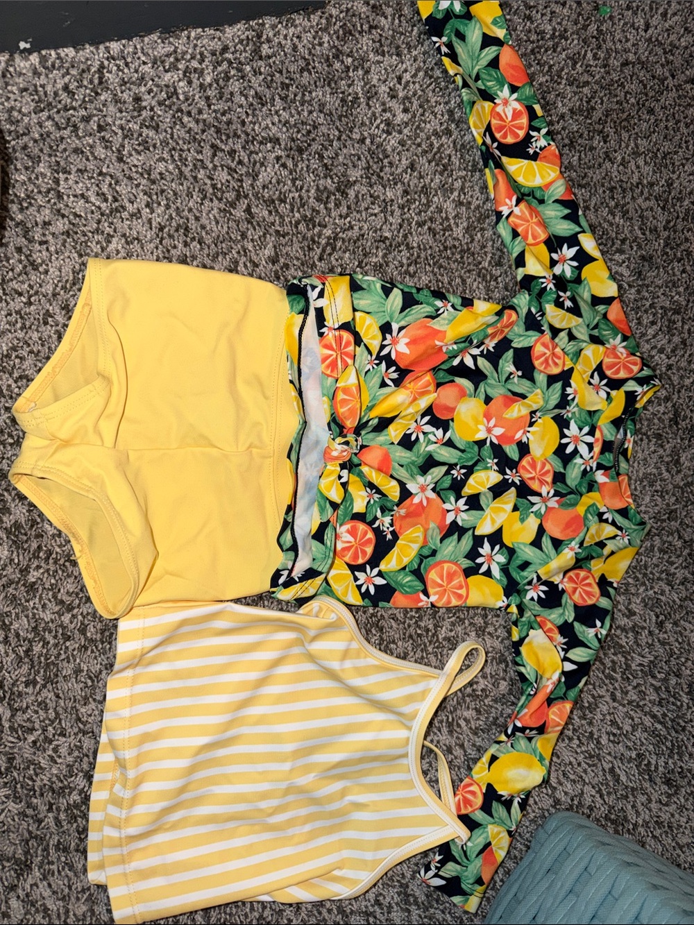 Old Navy Girls' Yellow & Green Citrus 3-Piece Swim Set